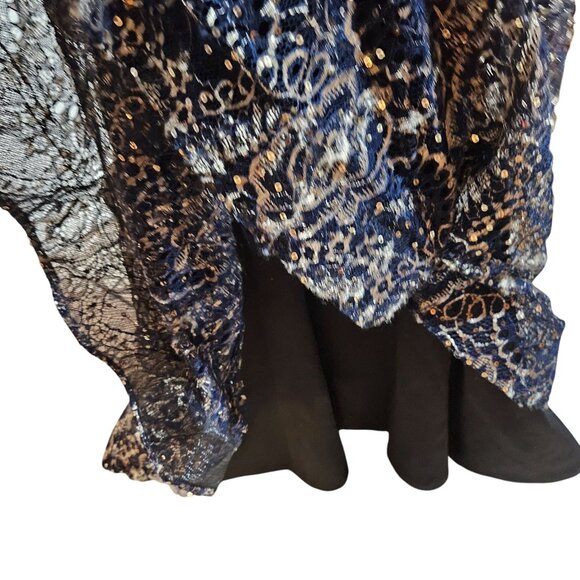 Elegant Black Gold Sleeveless Evening Gown Sheer Back Embroidery Mermaid Silhoue - Picture 10 of 16